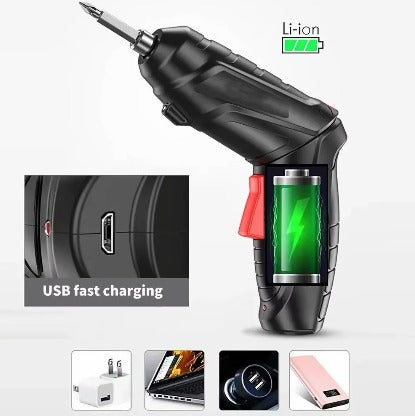 3.6V Cordless Mini Electric Drill with Bit Set – 1800mAh Lithium Battery for Home Repairs