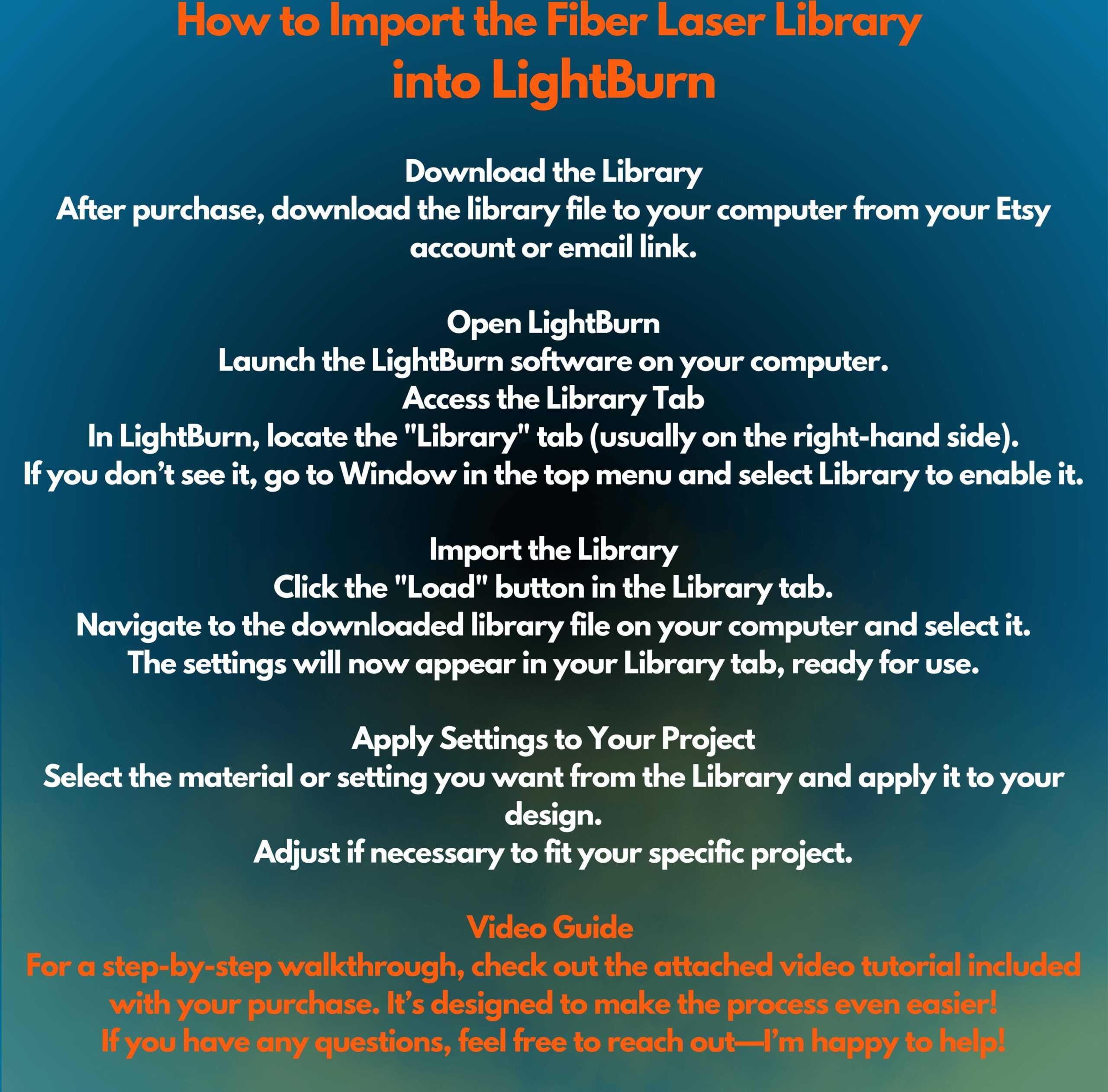 50W Haotian Fiber Laser LightBurn Library – 5 Lenses, 37 Materials (+Bonus) | CLB Files for Plug & Play Setup