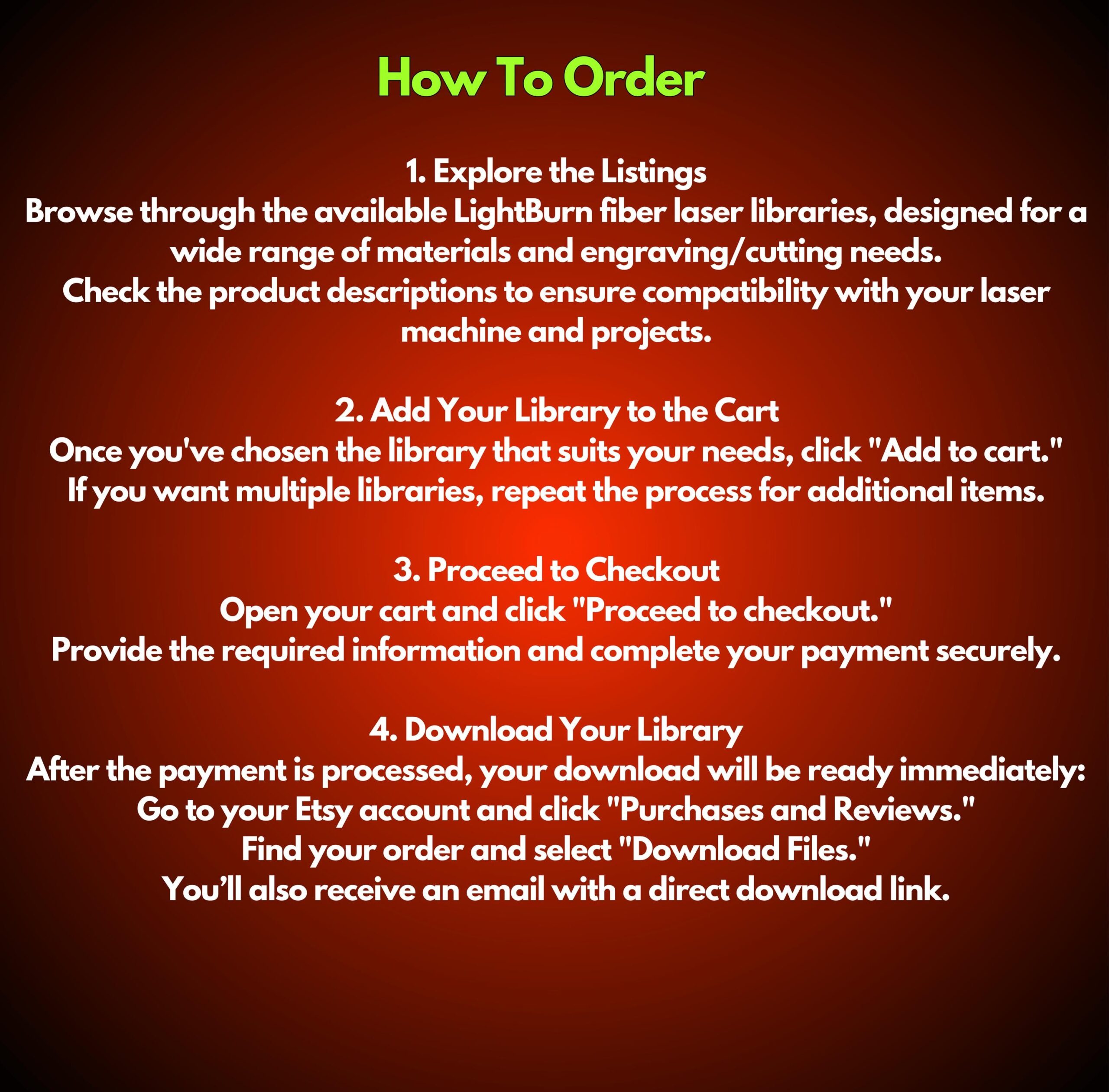 5W UV Fiber Laser Lightburn Library: 53 Material Settings (Digital Download)