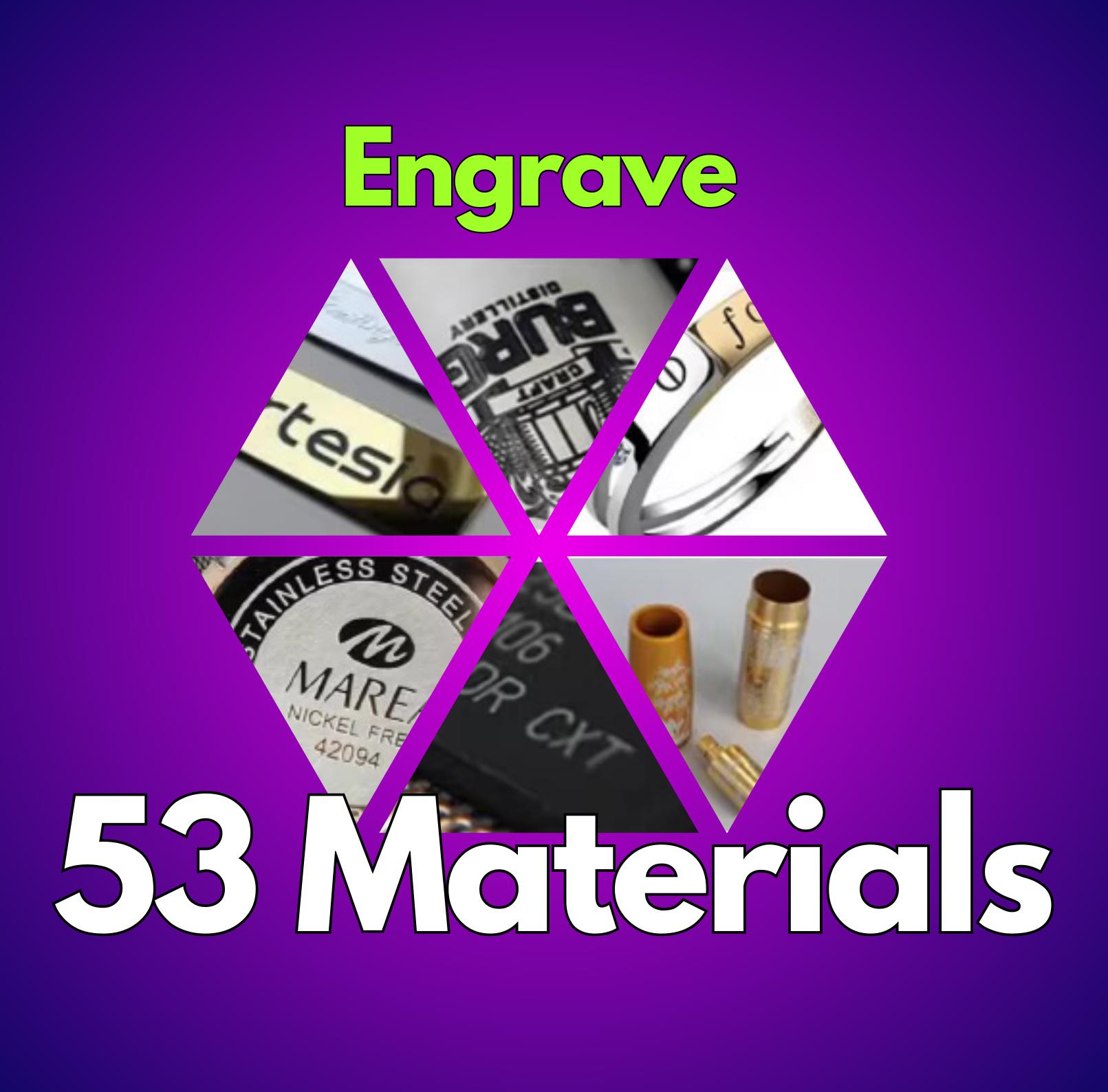 10W UV Fiber Laser LightBurn Library: 53 Material Settings (Digital Download)