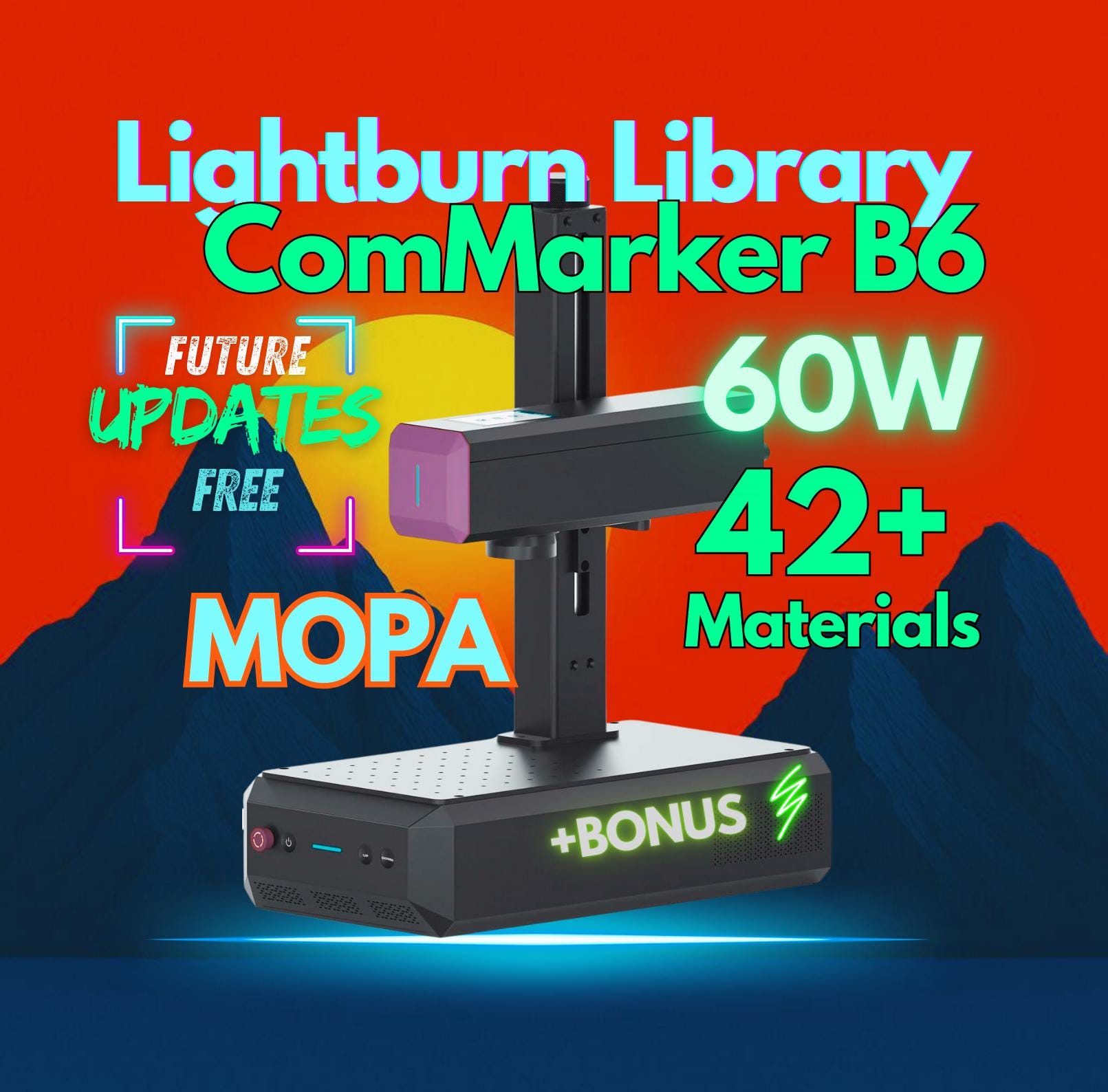 LightBurn Material Library for ComMarker B6 MOPA 60W Fiber Laser with 42 Tested Material Settings Instant Digital Download