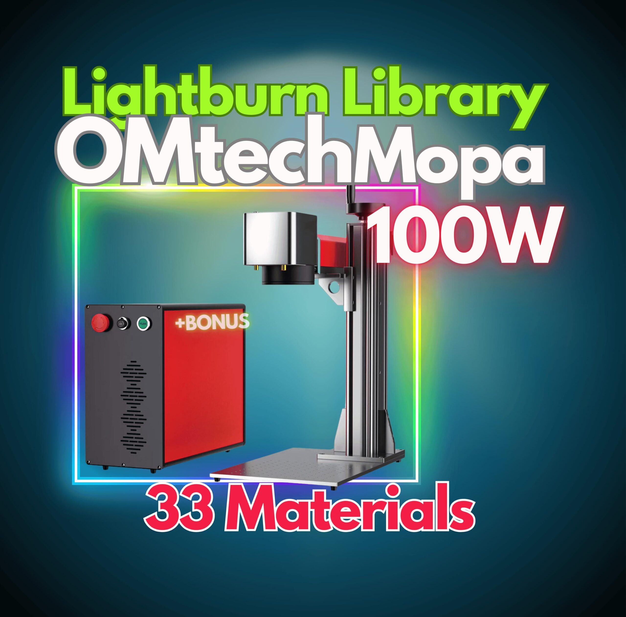 OMTech MOPA 100W LightBurn Material Library Optimized Settings for 33 Materials + BONUS