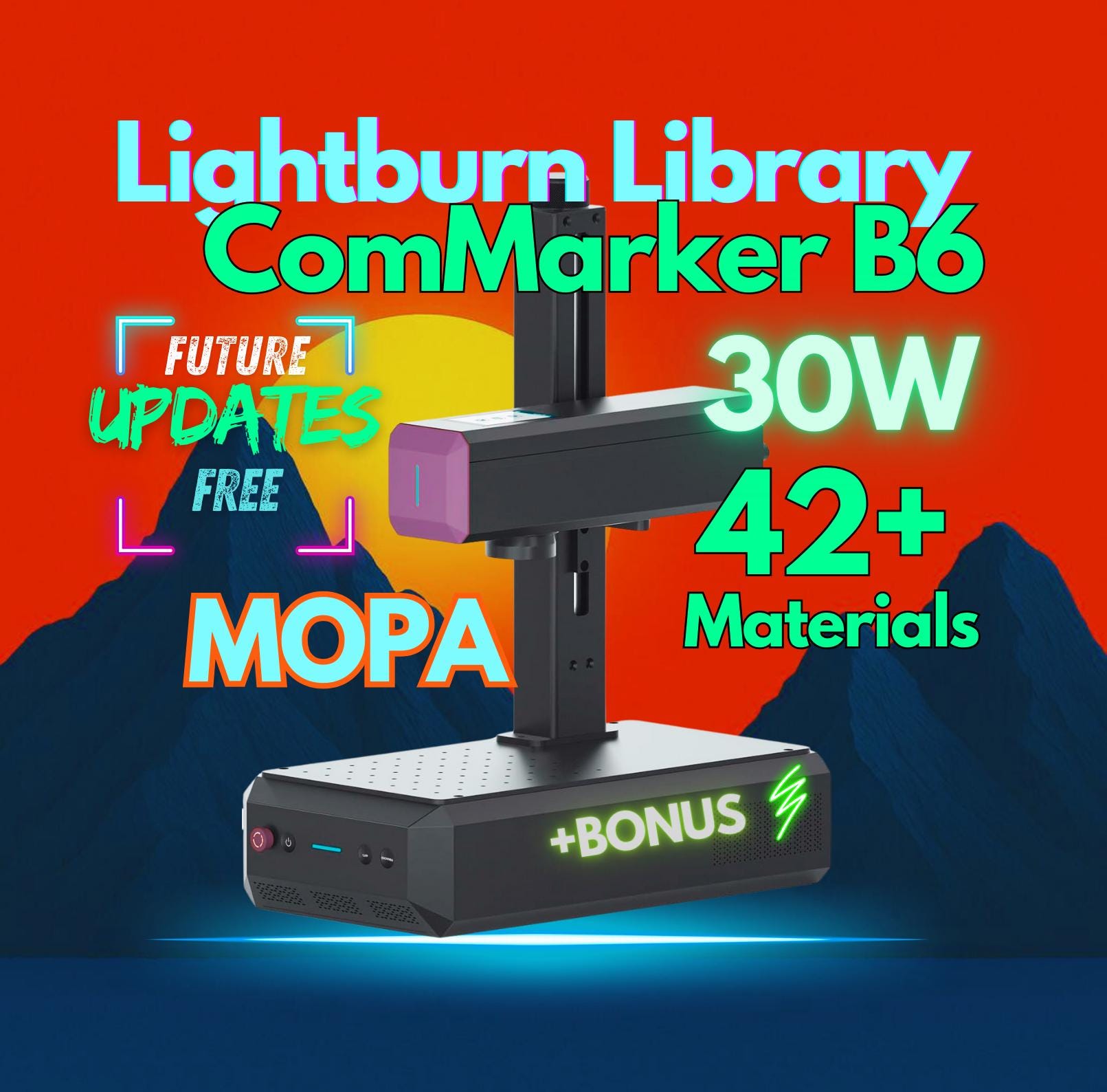 LightBurn Material Library for ComMarker B6 MOPA 30W Fiber Laser with 42 Tested Material Settings Instant Digital Download