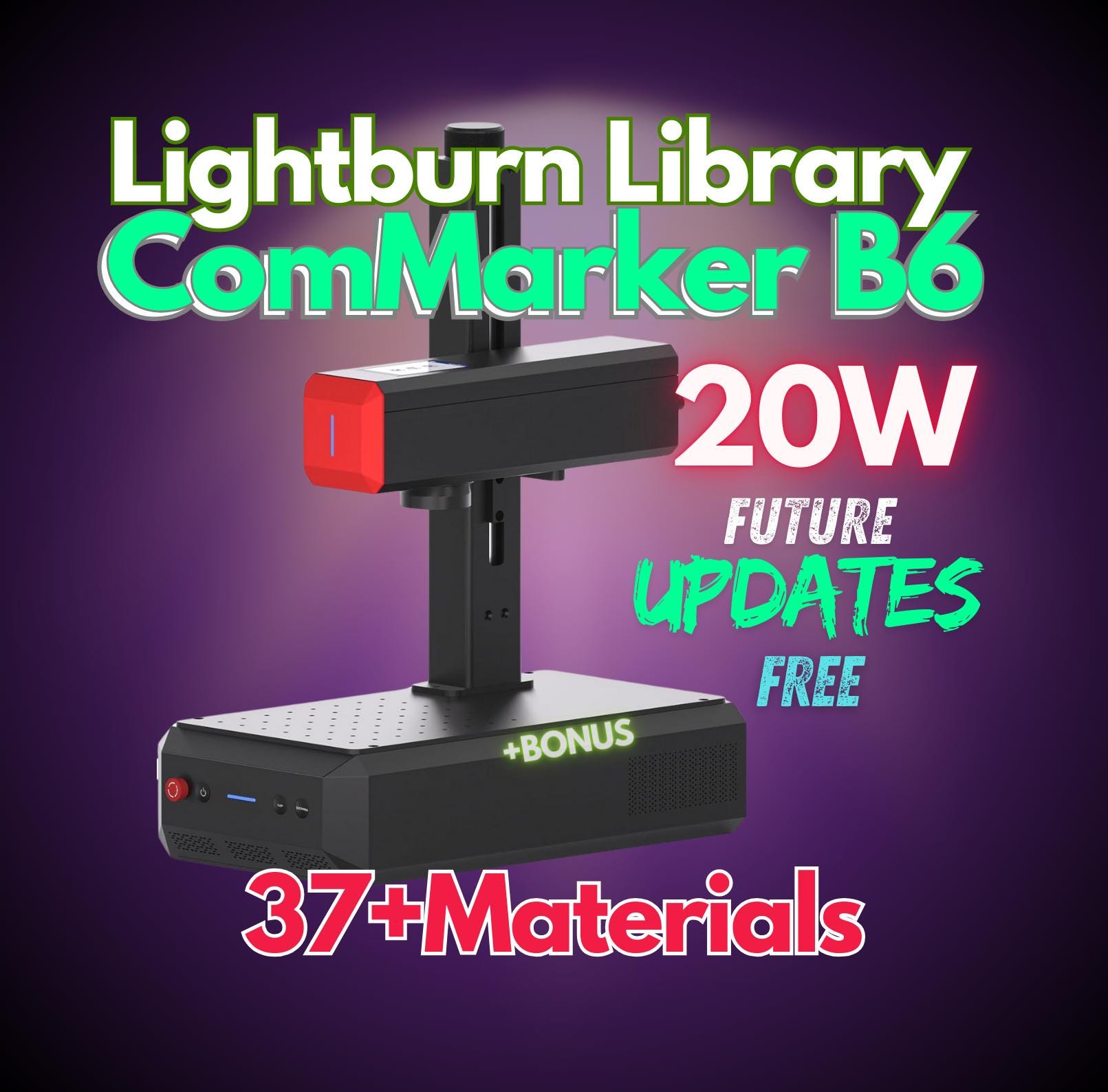 LightBurn Material Library for ComMarker B6 20W MOPA Fiber Laser with 42 Tested Material Settings Instant Digital Download
