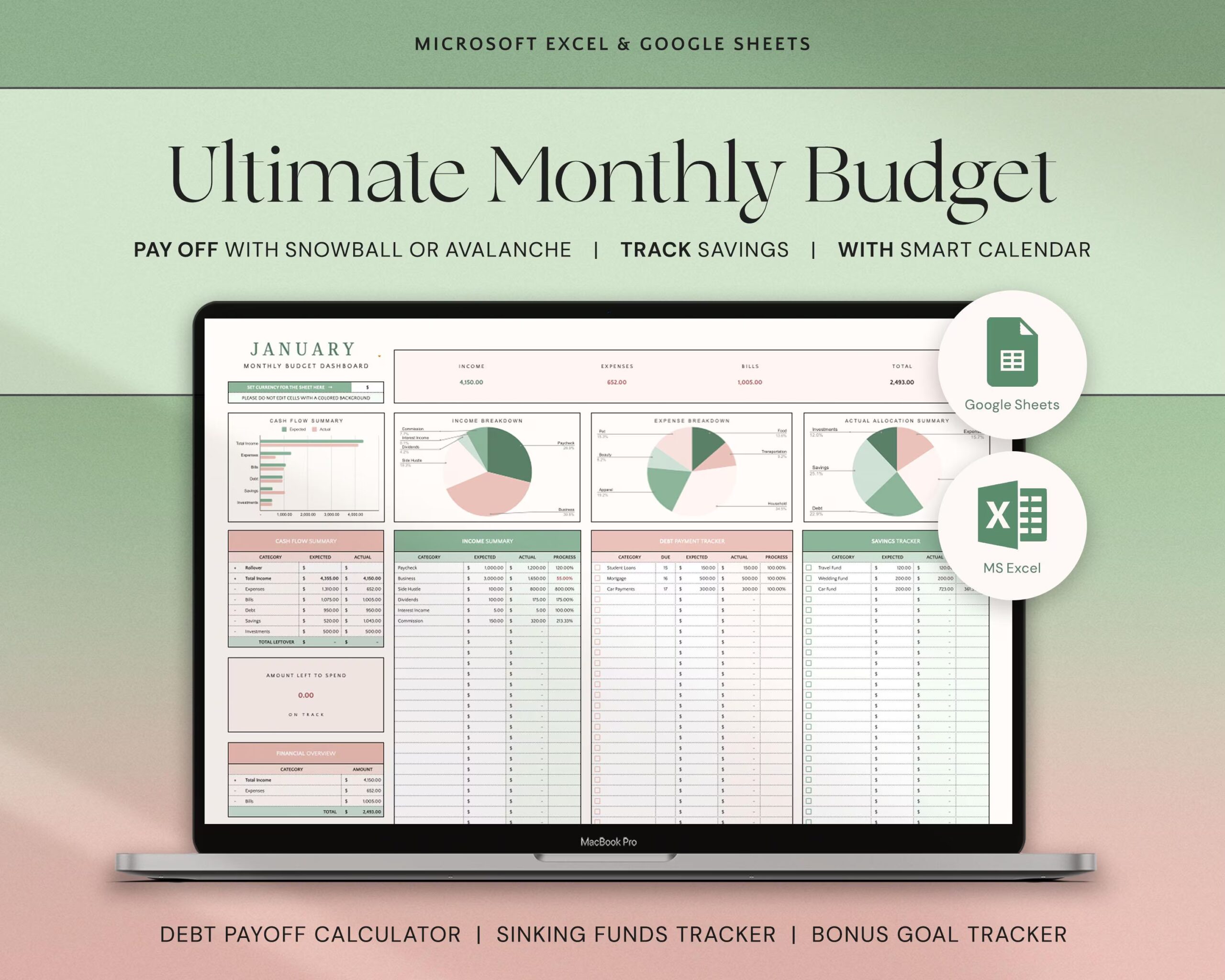 Ultimate Monthly Budget Spreadsheet Excel Budget Template Google Sheets Budget Planner Savings Tracker Financial Planner Zero Based Budget