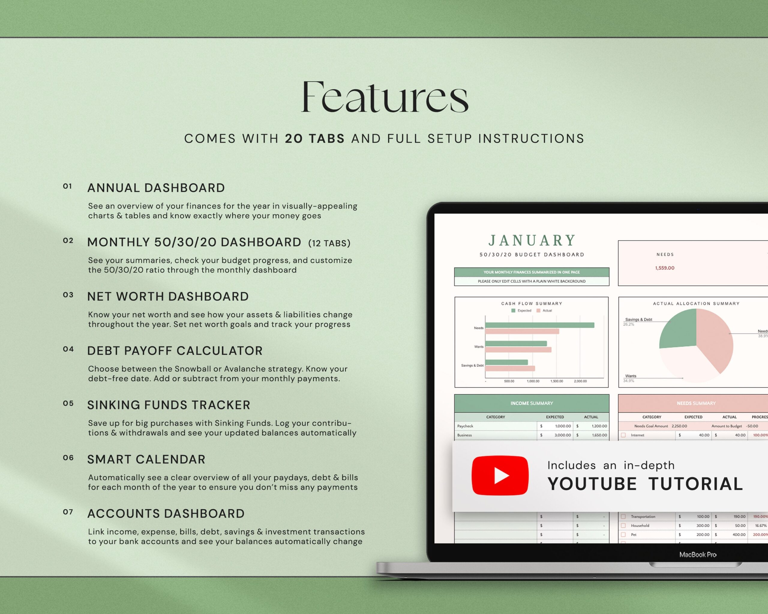 50/30/20 Annual Budget Planner Monthly Budget Spreadsheet Excel Template Google Sheets 70/20/10 Yearly Budget Tracker Digital Budget Planner