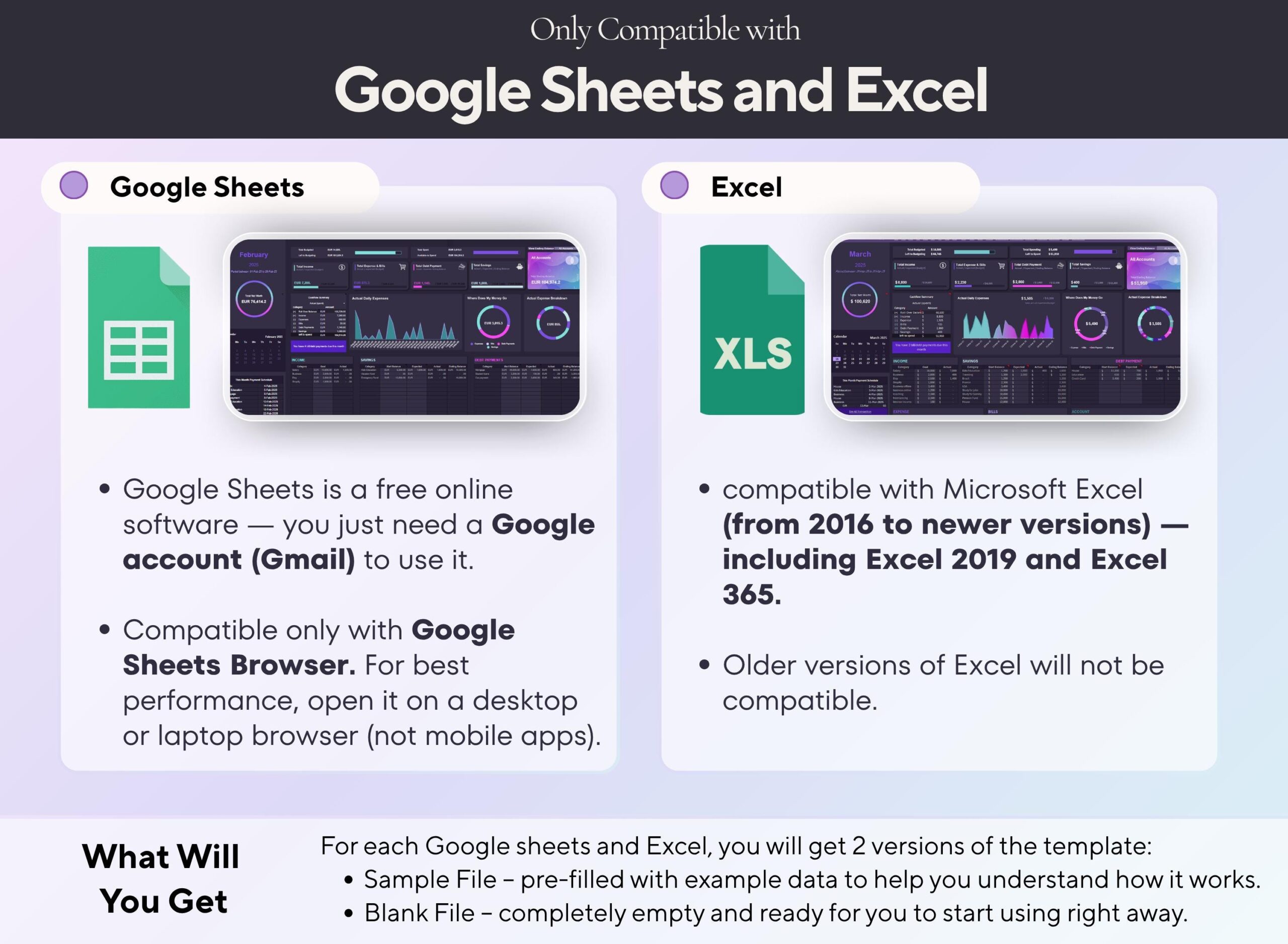 Annual Budget Planner | Income Expense Debt Bills Tracker | Excel and Google Sheets Spreadsheet