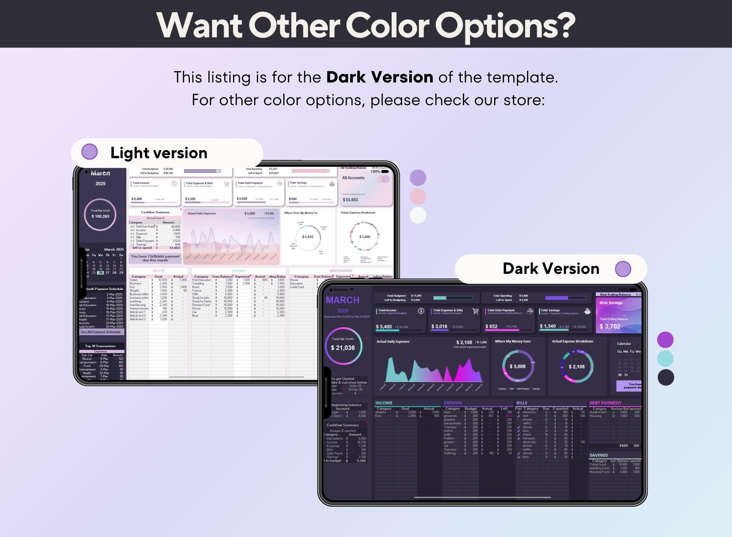 Annual Budget Planner | Income Expense Debt Bills Tracker | Excel and Google Sheets Spreadsheet