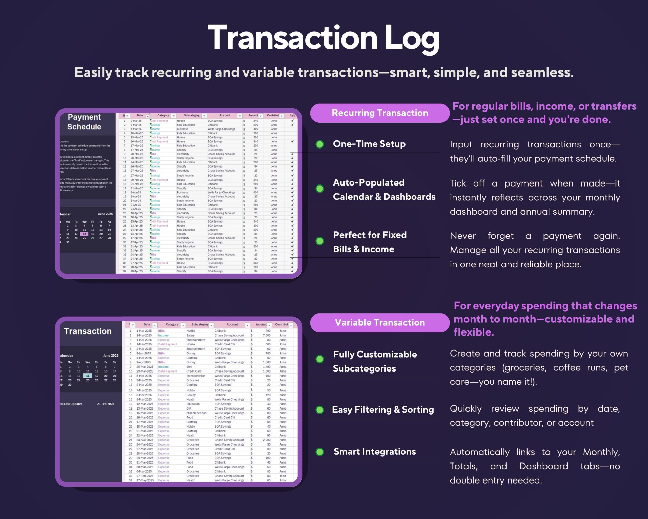 All-in-One Annual Budget Spreadsheet 2026: Excel & Google Sheets Income and Expense Tracker (Digital Download)